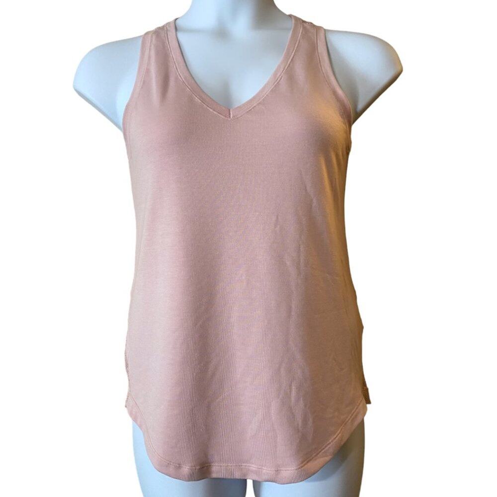 Reflex Womens Blush Pink Mesh Back V-Neck Activewear Tank‎ Top Size M